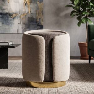 Wohnli Möbelsuche - Zweifarbiger Pouf Beige im Glamour-Stil mit goldenem Fuß
