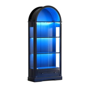 wohnli-moebel-suche-M26193601 Wohnli Möbelsuche - Vitrine Bogenform mit LED und Glastür 80x35x180 cm