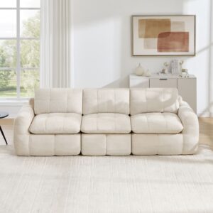 wohnli-moebel-suche-M26193625-1 Modulares 3-Sitzer Sofa Chenille 264x97x68 cm Beige 264x68x97cm Stoff Beige MODFU Sofas und Sessel Sofas 2-Sitzer-Sofas & 3-Sitzer-Sofas