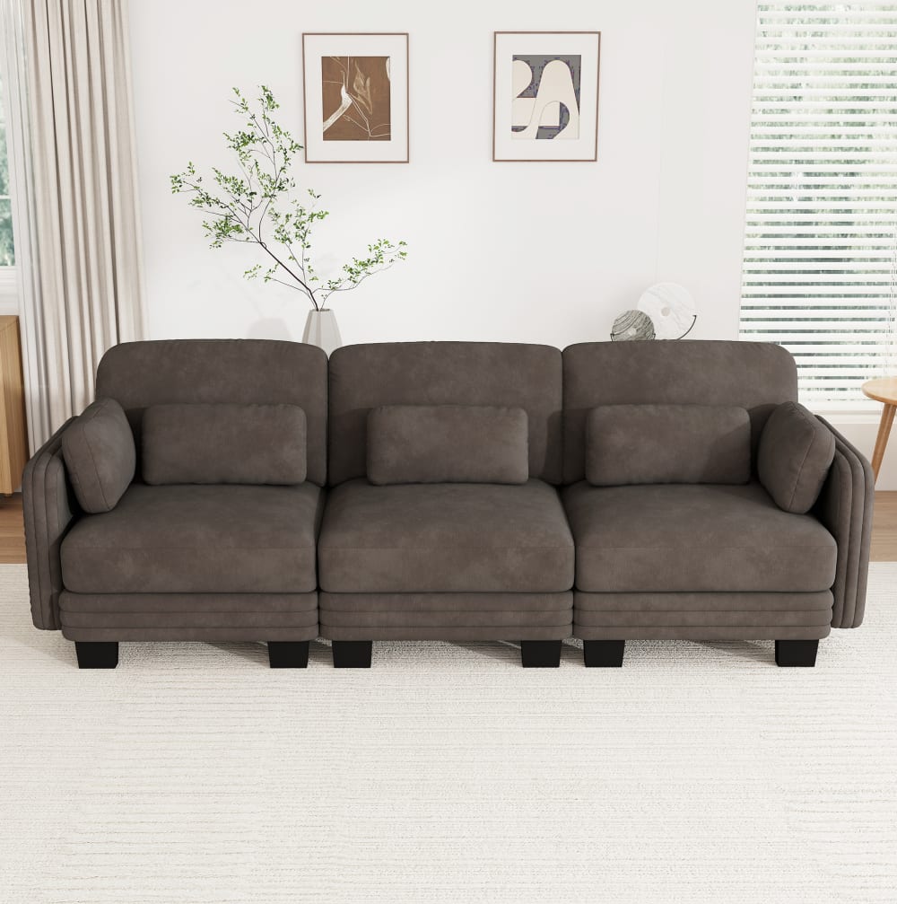 wohnli-moebel-suche-M26193626 Wohnli Möbelsuche - Modulares Chenille-Sofa mit Kissen 253x88x88 cm