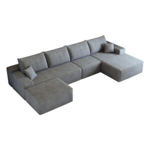 wohnli-moebel-suche-M26193658 Wohnli Möbelsuche - Modulares Ecksofa mit Longchair 340x175x83 cm in Grau
