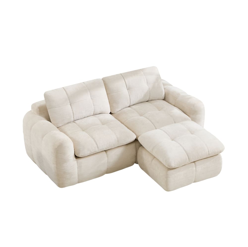 wohnli-moebel-suche-M26193688 Wohnli Möbelsuche - Rahmenloses Modulares Sofa mit Hocker Chenille 194x160x68 cm