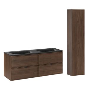 wohnli-moebel-suche-M26194122 Wohnli Möbelsuche - Doppeltes Einbauwaschbecken 120cm Laminatplatten Dunkles Holz