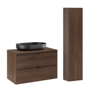 wohnli-moebel-suche-M26194123 Wohnli Möbelsuche - Set aus Einzelwaschtisch 80cm Laminatplatten Dunkles Holz
