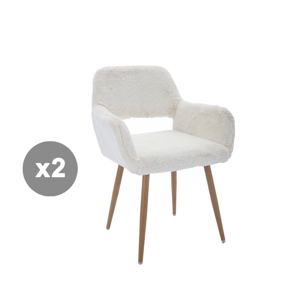 wohnli-moebel-suche-M26194404 Wohnli Möbelsuche - 2er-Set Kunstfell-Esszimmerstühle mit Stahlbeinen
