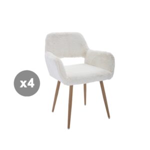 wohnli-moebel-suche-M26194405 Wohnli Möbelsuche - 4er-Set Kunstfell-Esszimmerstühle mit Stahlbeinen