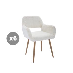 wohnli-moebel-suche-M26194407 Wohnli Möbelsuche - 6er-Set Kunstfell-Esszimmerstühle mit Stahlbeinen