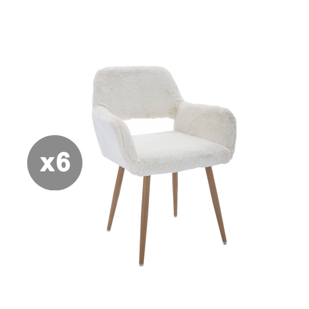 wohnli-moebel-suche-M26194407 Wohnli Möbelsuche - 6er-Set Kunstfell-Esszimmerstühle mit Stahlbeinen