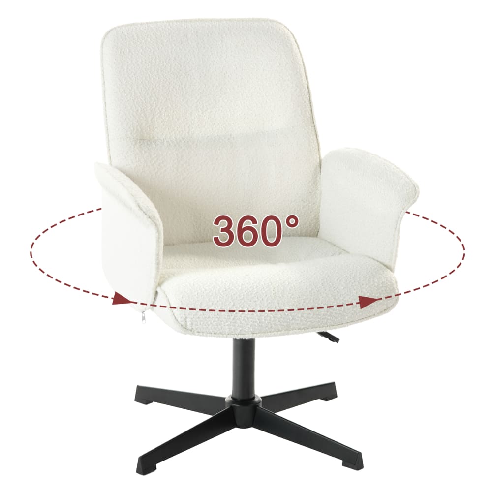 Wohnli Möbelsuche - 360°-schwenkbarer & verstellbarer Lounge-Sessel – Weißes Bouclé