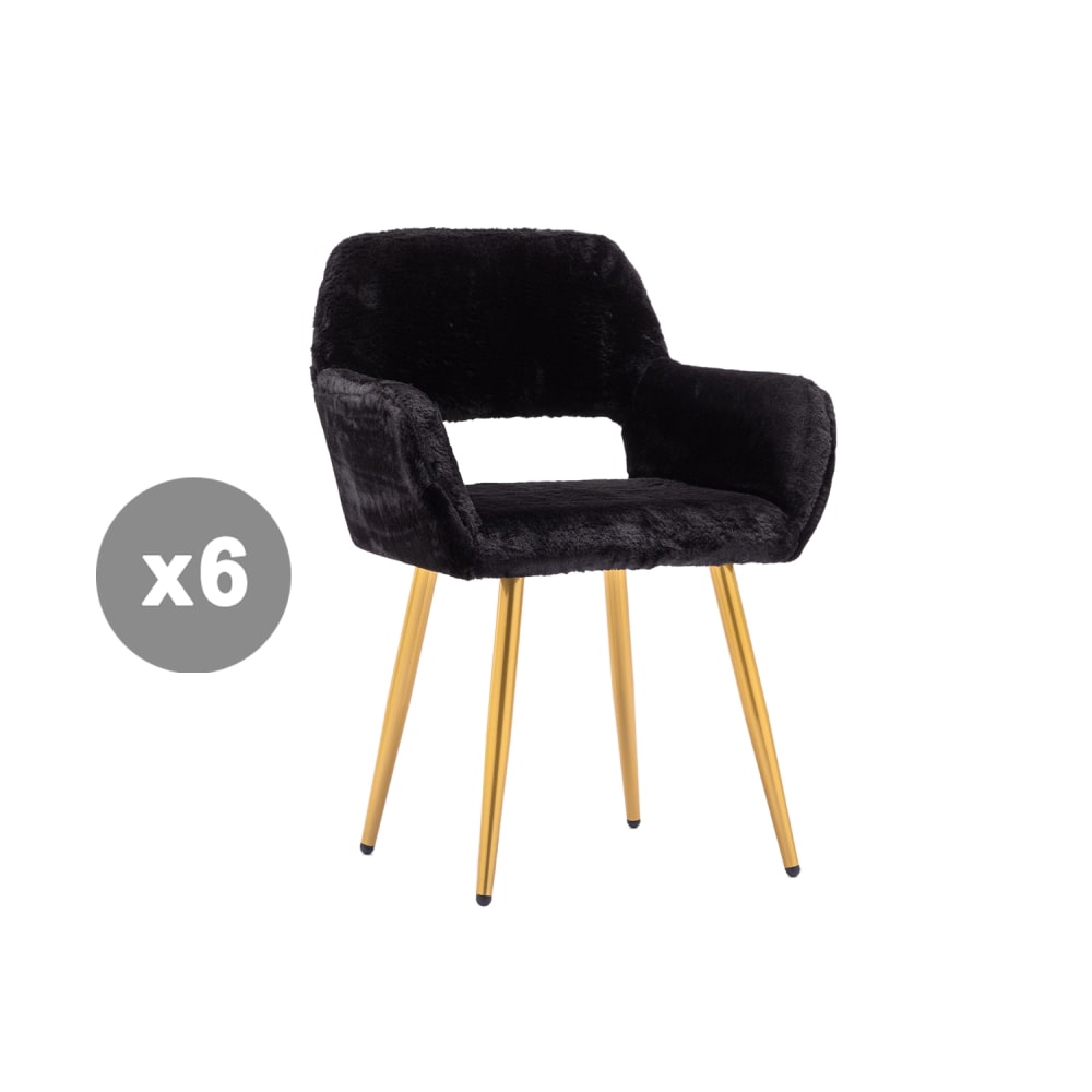 wohnli-moebel-suche-M26194517 Wohnli Möbelsuche - 6er-Set Kunstfell-Esszimmerstühle mit Stahlbeinen