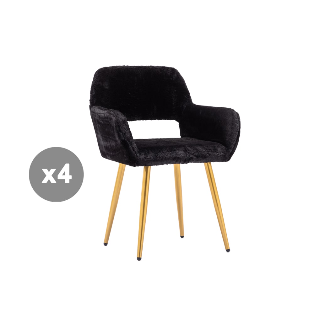 wohnli-moebel-suche-M26194523 Wohnli Möbelsuche - 4er-Set Kunstfell-Esszimmerstühle mit Stahlbeinen
