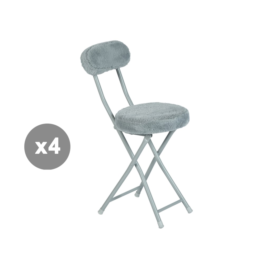 wohnli-moebel-suche-M26194528 Wohnli Möbelsuche - 4er-Set runde Klappstühle mit Kunstfellbezug