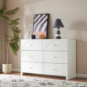 wohnli-moebel-suche-M26194619-1 Kommode 6 Schubladen Sideboard Wohnzimmer Schlafzimmer Weiß 120x82x40cm Spanplatte Weiß Flieks Möbel Schlafzimmermöbel Kommoden