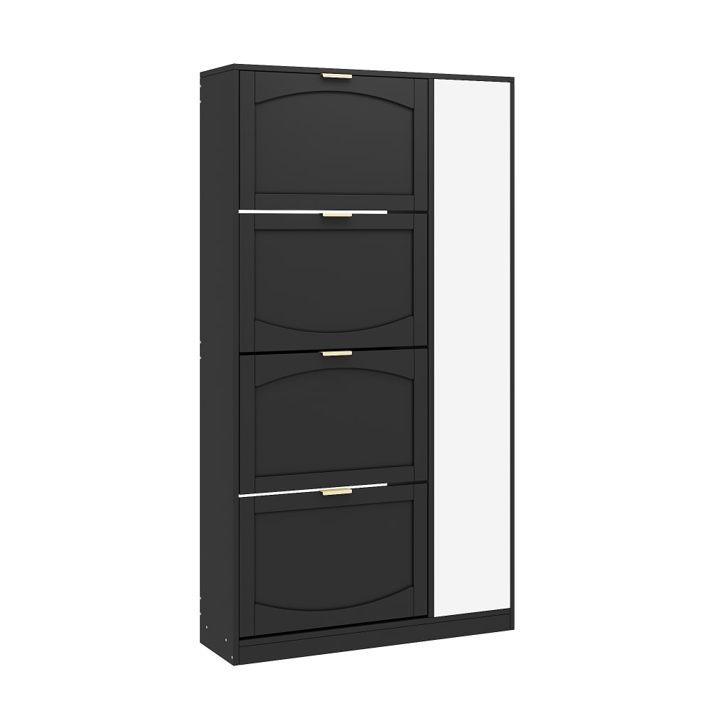 wohnli-moebel-suche-M26194624 Wohnli Möbelsuche - Schuhschrank Spiegel Klappfächer Verstellbares Regal Schwarz