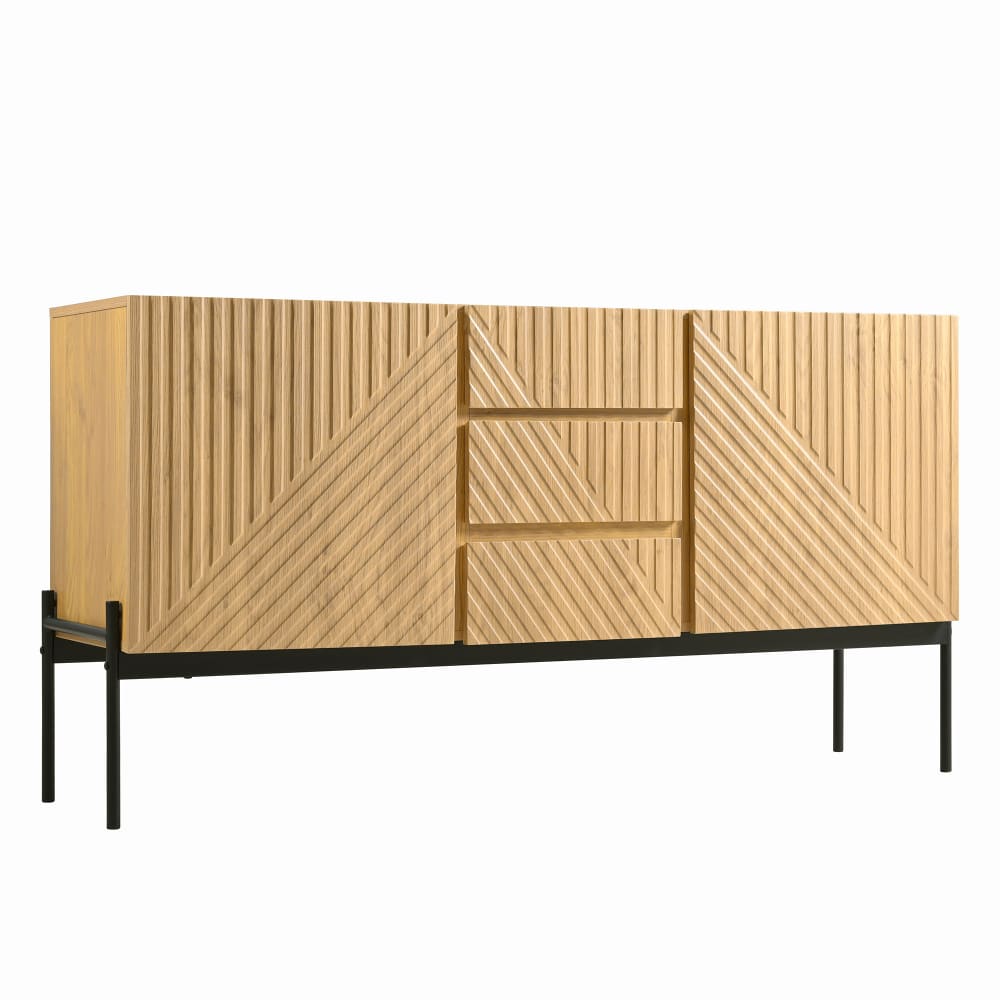 wohnli-moebel-suche-M26194648 Wohnli Möbelsuche - Sideboard 2 Türen 3 Schubladen Metallbeine Linien-Design