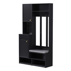 wohnli-moebel-suche-M26194657 Wohnli Möbelsuche - Garderobenset Flurgarderobe Sitzbank 4 Haken Türen Schubladen Schwarz