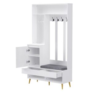 wohnli-moebel-suche-M26194662 Wohnli Möbelsuche - Garderobenset Schuhbank 4 Haken 2 Schubladen Weiß
