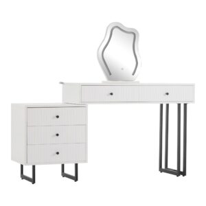 wohnli-moebel-suche-M26194673 Wohnli Möbelsuche - Schminktisch mit Spiegel 3-farbige LED ausziehbare Tischplatte weiß