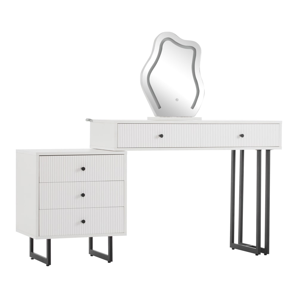 wohnli-moebel-suche-M26194673 Wohnli Möbelsuche - Schminktisch mit Spiegel 3-farbige LED ausziehbare Tischplatte weiß