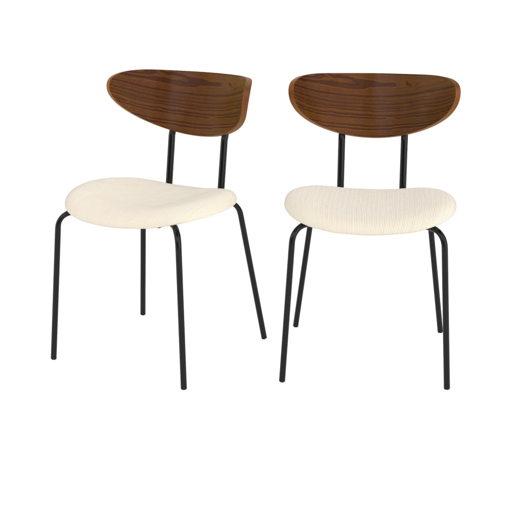wohnli-moebel-suche-M26194949 Wohnli Möbelsuche - 2er Set stühle aus cremeweißem Cord und Holzlehne