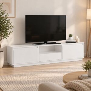wohnli-moebel-suche-M26195307-1 Weißes Fernsehschrank Holz 160x30x42h cm 160x42x30cm Holz Weiß Dmora Möbel Wohnzimmermöbel TV-Möbel
