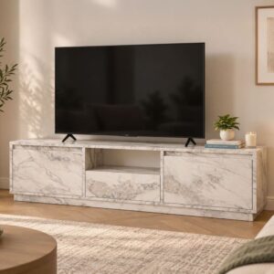 wohnli-moebel-suche-M26195314-1 Weißer Holz effekt TV-Schrank 160x42x30cm Holz Weiß Dmora Möbel Wohnzimmermöbel TV-Möbel