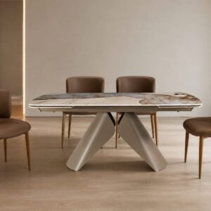 wohnli-moebel-suche-M26196137-1 4er-Set Stühle mit Kunstlederbezug in Braun 54x81x58cm Webpelz Braun GEESE HOME Möbel Esszimmermöbel Stühle