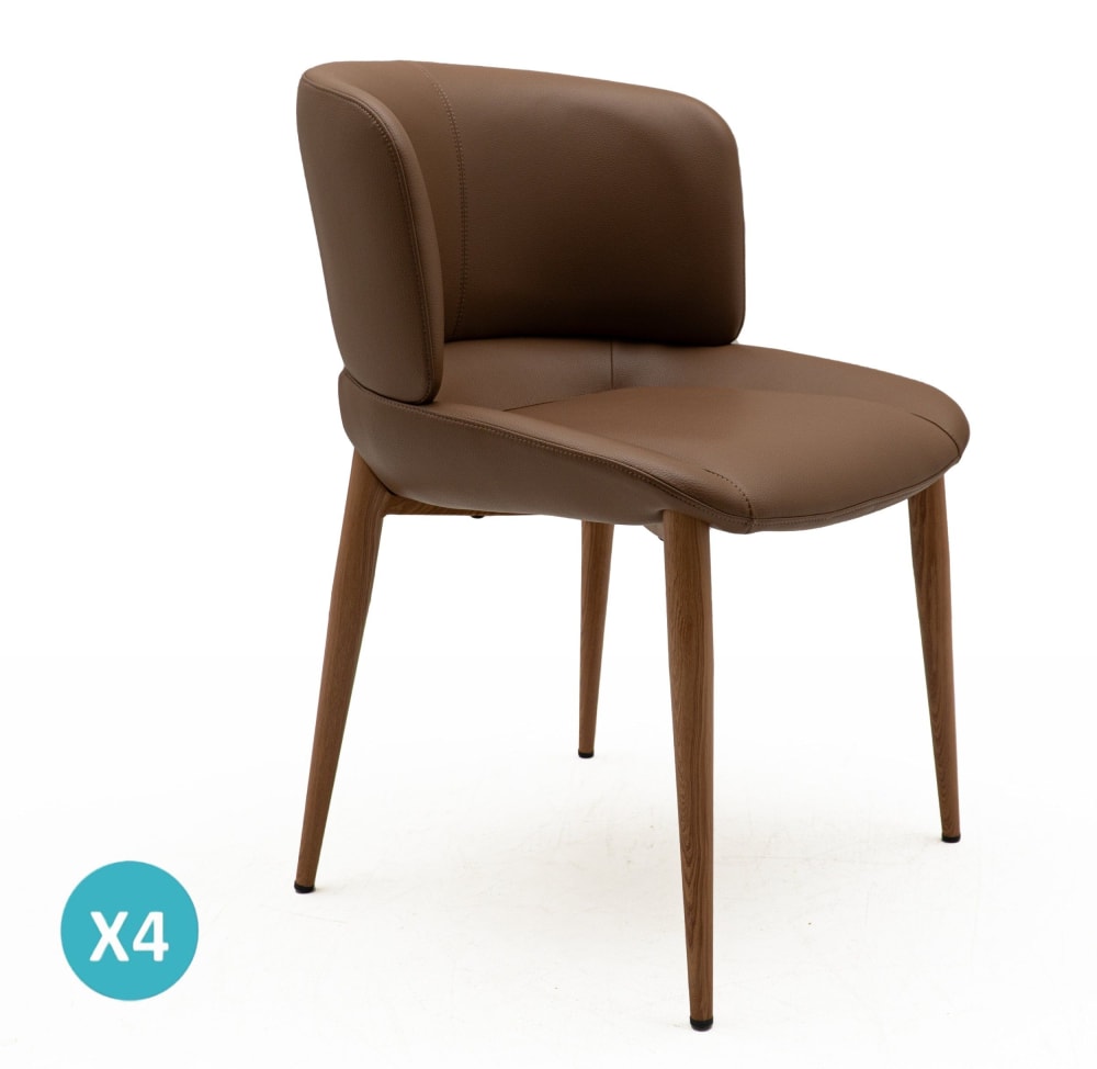 wohnli-moebel-suche-M26196137 Wohnli Möbelsuche - 4er-Set Stühle mit Kunstlederbezug in Braun