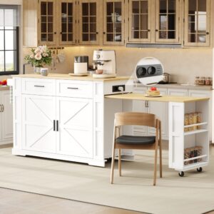 wohnli-moebel-suche-M26196160-1 Kücheninsel aus weißem Holzwerkstoff in Eichenoptik 130x93x50cm Spanplatte Weiß Hauss Spole Möbel Küchenmöbel Kücheninseln & Servierwägen