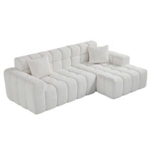 Wohnli Möbelsuche - Modulares Sofa aus algenstrukturiertem Samt weiß
