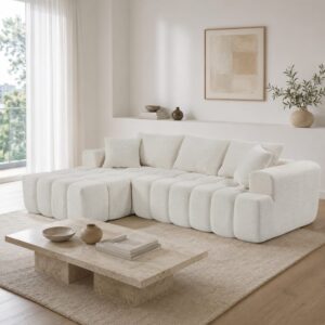 Modulares Ecksofa aus Samt weiß 250x59x160cm Stoff Weiß Hauss Spole Sofas und Sessel Sofas Ecksofas