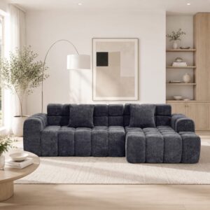 Modulares Ecksofa aus Polyester in Anthrazitgrau 250x58x160cm PES - Polyester Grau Hauss Spole Sofas und Sessel Sofas Ecksofas