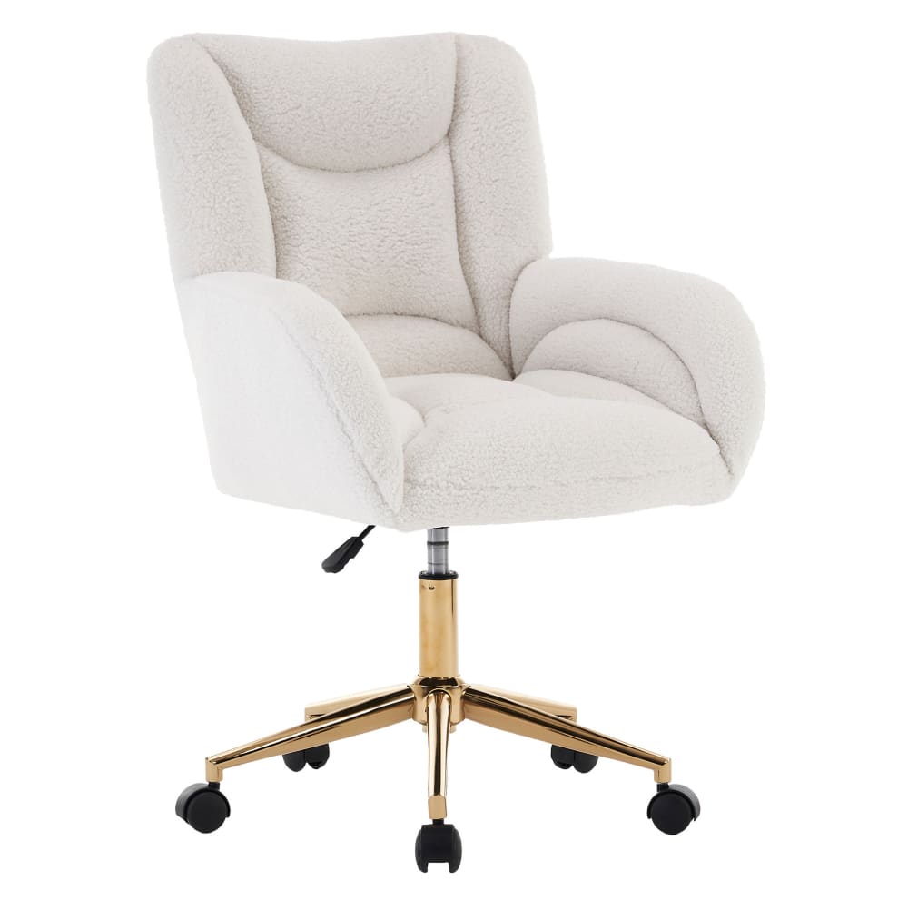 wohnli-moebel-suche-M26196172 Wohnli Möbelsuche - Höhenverstellbarer Bürostuhl aus Stoff in Lammfell-Optik weiß