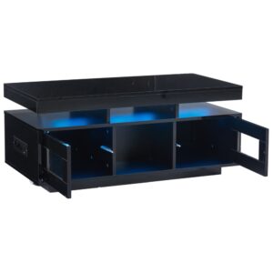wohnli-moebel-suche-M26196251 Wohnli Möbelsuche - Couchtisch aus schwarzer hochglänzender Spanplatte mit LED