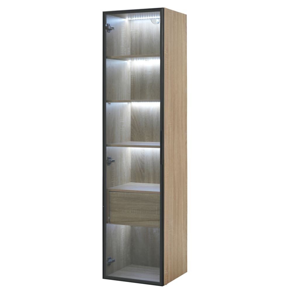 wohnli-moebel-suche-M26196268 Wohnli Möbelsuche - Badezimmerschrank aus Holzwerkstoff in Natur mit Tür aus Glas