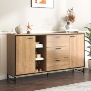wohnli-moebel-suche-M26196278-1 Sideboard aus Holzwerkstoff in Holzoptik mit LED-Beleuchtung 160x85x40cm Spanplatte Beige Hauss Spole Möbel Esszimmermöbel Sideboards, Highboards & niedrige Anrichten