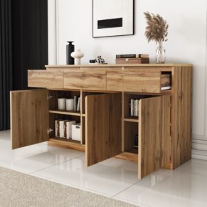 wohnli-moebel-suche-M26196279-1 Sideboard in Holzoptik aus Spanplatte 135x81x40cm Spanplatte Braun Hauss Spole Möbel Esszimmermöbel Sideboards, Highboards & niedrige Anrichten