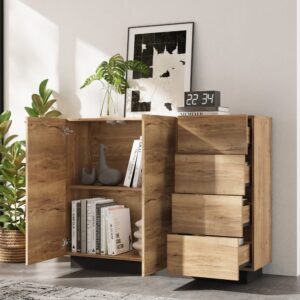 wohnli-moebel-suche-M26196280-1 Sideboard aus Holzwerkstoff in Natur 120x91x36cm Spanplatte Beige Hauss Spole Möbel Esszimmermöbel Sideboards, Highboards & niedrige Anrichten