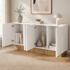 wohnli-moebel-suche-M26196405-1 Sideboard aus Spanplatte weiß und Holzoptik 160x75x38cm Spanplatte Weiß Hauss Spole Möbel Schlafzimmermöbel Kommoden