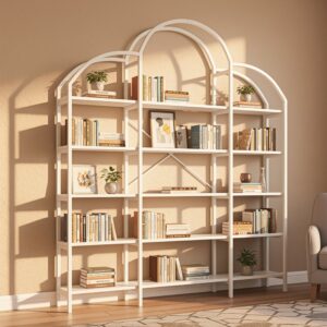 wohnli-moebel-suche-M26196413-1 Weißes Regal aus Holzwerkstoff und Metall 170x190x26cm Spanplatte Weiß Hauss Spole Möbel Wohnzimmermöbel Regale