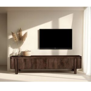 wohnli-moebel-suche-M26196604-1 210 cm TV-Schrank aus massivem braunem Holz 210x50x43cm Holz Braun Moloo Möbel Wohnzimmermöbel TV-Möbel