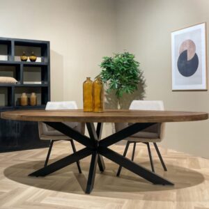 wohnli-moebel-suche-M26196615-1 Ovaler Esstisch 8/10 Personen 210 cm aus Massivholz 210x76x100cm Holz Braun Moloo Möbel Esszimmermöbel Esstische