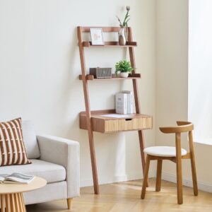 wohnli-moebel-suche-M26197370 Wohnli Möbelsuche - Wandschreibtisch 2 Ablagen 1 Schublade aus Nussbaumholz Dunkelbraun