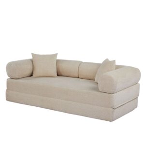 Schlafsofa aus Stoff Beige 96x70x203cm Stoff Beige Nordlys Sofas und Sessel Sofas 2-Sitzer-Sofas & 3-Sitzer-Sofas