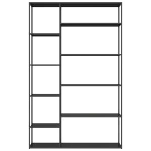 wohnli-moebel-suche-M26199230-1 Schwarzes Metallregal mit 9 Fächern 120x189x30cm Stahl Schwarz Happy Garden Möbel Wohnzimmermöbel Bücherregale