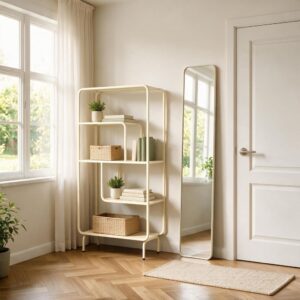 wohnli-moebel-suche-M26199233-1 Weiße Metall-Design-Konsole 70x136x33cm Stahl Weiß Happy Garden Möbel Wohnzimmermöbel Bücherregale