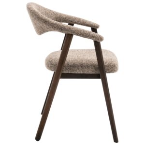 wohnli-moebel-suche-M26199358-1 Set aus 2 Stühlen aus dunklem Holz und meliertem Stoff in Taupe 59x80x63cm Stoff Braun Happy Garden Möbel Esszimmermöbel Stühle