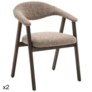 wohnli-moebel-suche-M26199358 Wohnli Möbelsuche - Set aus 2 Stühlen aus dunklem Holz und meliertem Stoff in Taupe