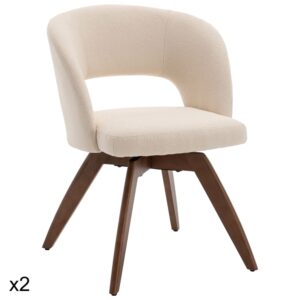 wohnli-moebel-suche-M26199362 Wohnli Möbelsuche - Set aus 2 Stühlen aus dunklem Holz und beigem Bouclé-Stoff