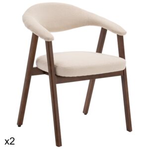 wohnli-moebel-suche-M26199364 Wohnli Möbelsuche - Set aus 2 Stühlen aus dunklem Holz und beigem Bouclé-Stoff